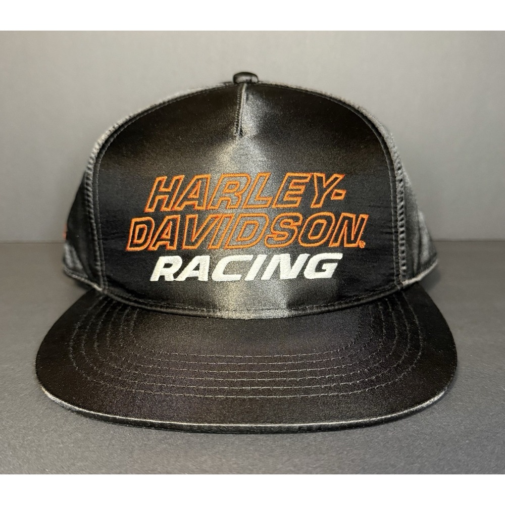 Harley‎ Davidson Racing Screamin Eagle Mens OS Black Satin Snapback Cap Hat
